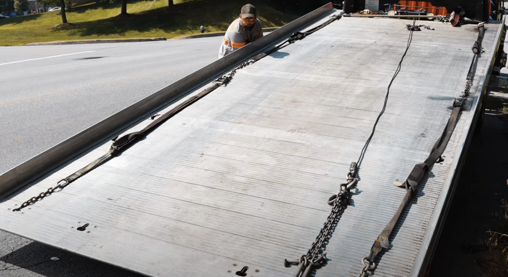 Professional flatbed tow truck for safe vehicle transportation
